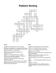 Pediatric Nursing Crossword Puzzle