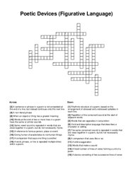 Poetic Devices (Figurative Language) Crossword Puzzle