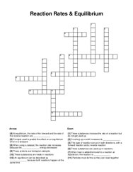 Reaction Rates & Equilibrium Crossword Puzzle