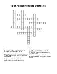 Risk Assessment and Strategies Crossword Puzzle