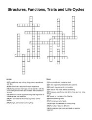 Structures, Functions, Traits and Life Cycles Crossword Puzzle