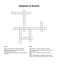 Subjects at School Crossword Puzzle