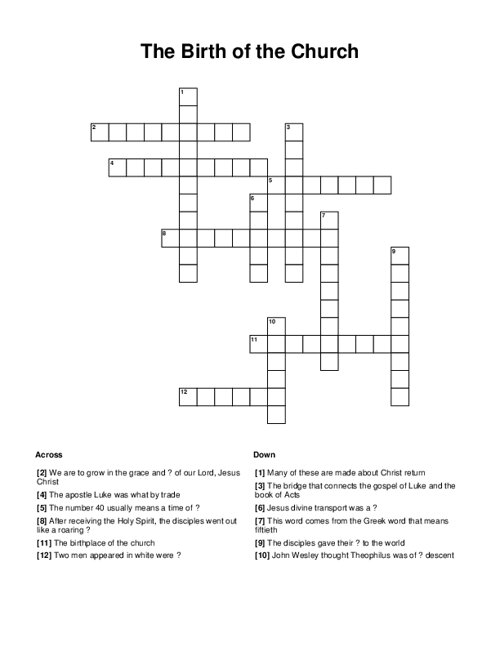 The Birth of the Church Crossword Puzzle