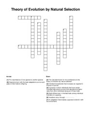 Theory of Evolution by Natural Selection Crossword Puzzle