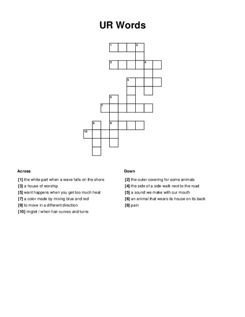 UR Words Crossword Puzzle
