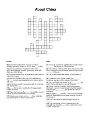 About China Crossword Puzzle