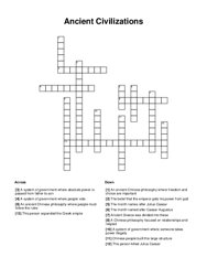 Ancient Civilizations Crossword Puzzle
