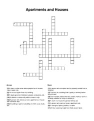 Apartments and Houses Crossword Puzzle
