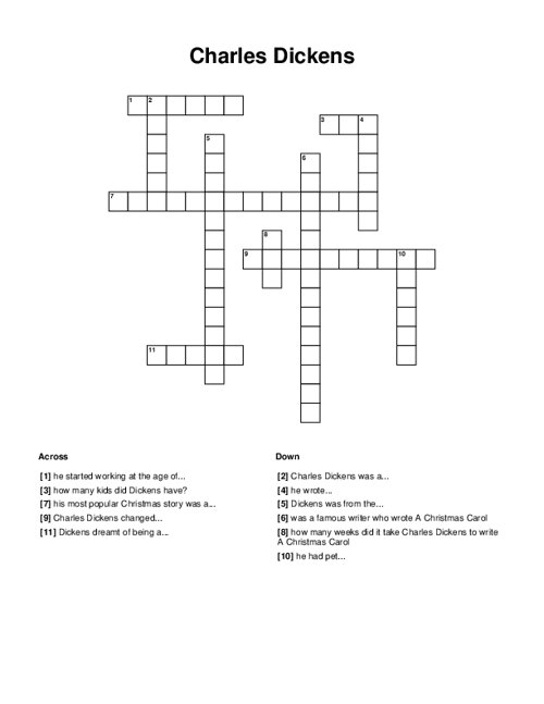 Charles Dickens Crossword Puzzle