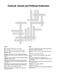 Cultural, Social and Political Institution Crossword Puzzle