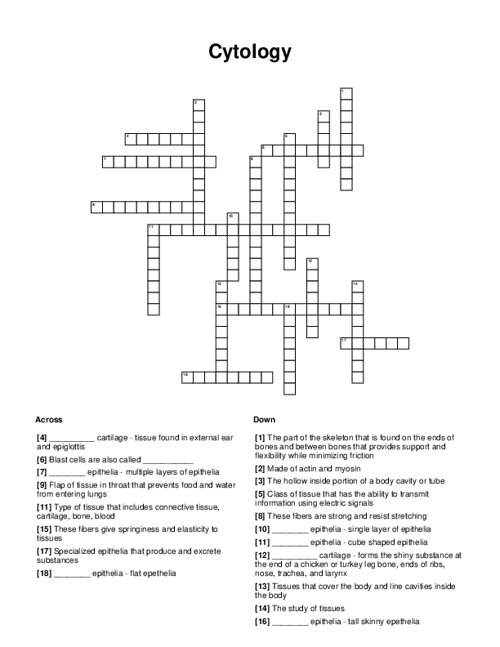 Cytology Crossword Puzzle