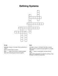 Defining Systems Crossword Puzzle
