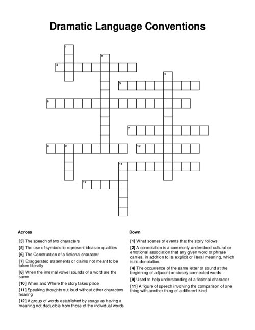 Dramatic Language Conventions Crossword Puzzle