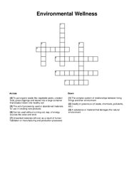 Environmental Wellness Crossword Puzzle