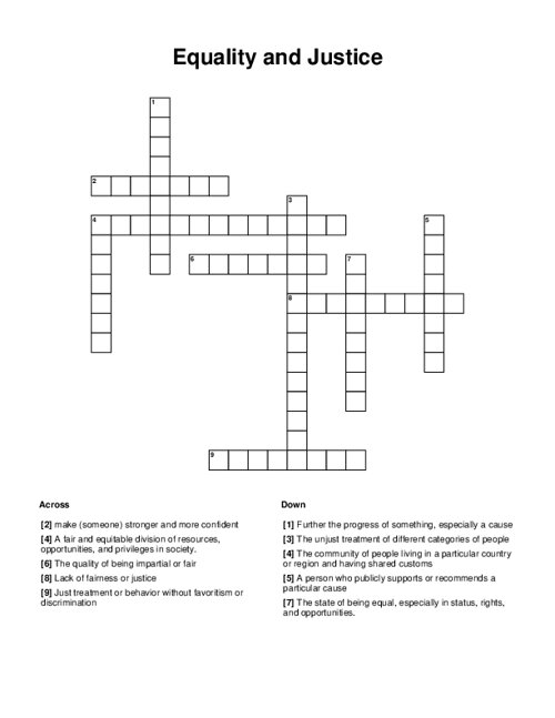 Equality and Justice Crossword Puzzle