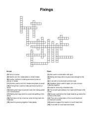 Fixings Crossword Puzzle