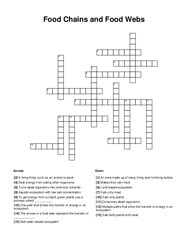 Food Chains and Food Webs Crossword Puzzle