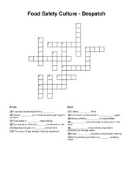 Food Safety Culture - Despatch Crossword Puzzle