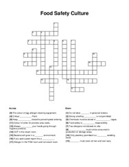 Food Safety Culture Crossword Puzzle
