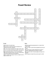 Fossil Review Crossword Puzzle