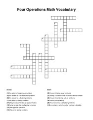 Four Operations Math Vocabulary Word Scramble Puzzle