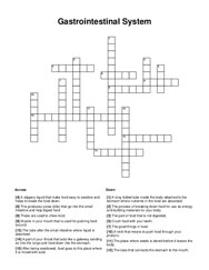Gastrointestinal System Crossword Puzzle