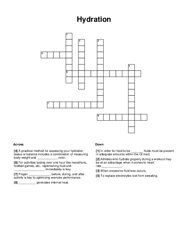 Hydration Crossword Puzzle