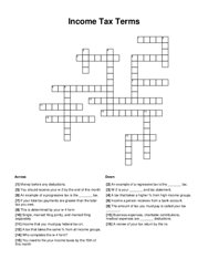 Income Tax Terms Crossword Puzzle