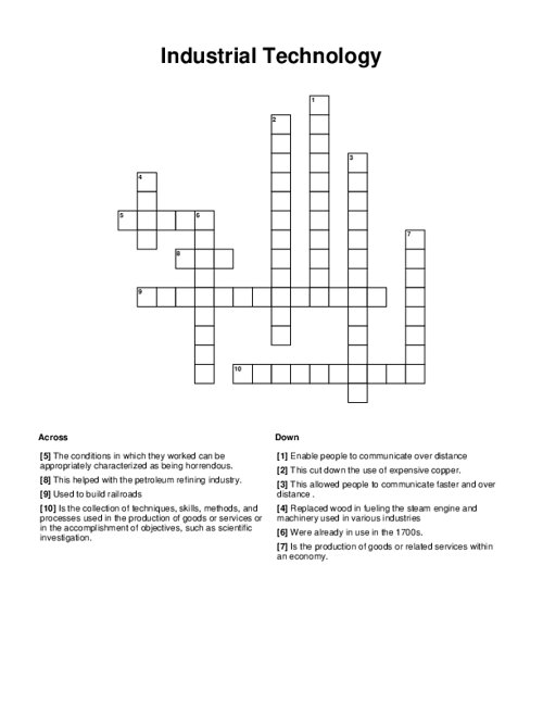 Industrial Technology Crossword Puzzle