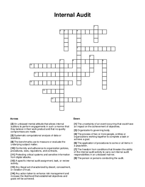 Internal Audit Crossword Puzzle