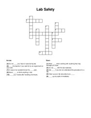 Lab Safety Crossword Puzzle