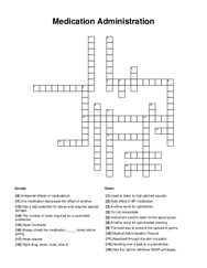 Medication Administration Crossword Puzzle