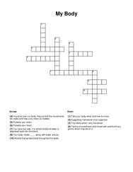 My Body Crossword Puzzle