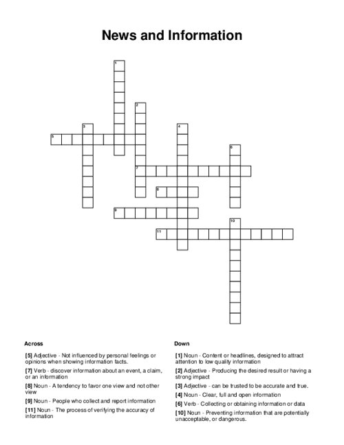 News and Information Crossword Puzzle