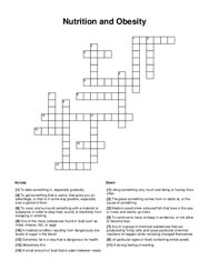 Nutrition and Obesity Crossword Puzzle