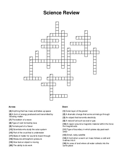 Science Review Crossword Puzzle