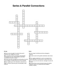 Series & Parallel Connections Crossword Puzzle
