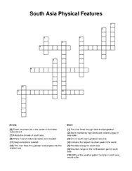 South Asia Physical Features Word Scramble Puzzle