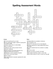 Spelling Assessment Words Crossword Puzzle