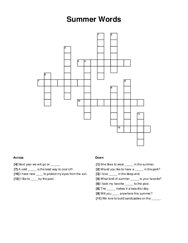 Summer Words Crossword Puzzle