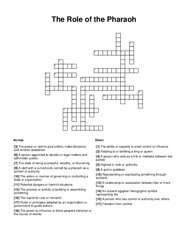 The Role of the Pharaoh Crossword Puzzle