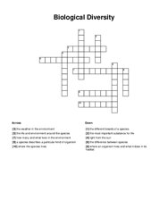 Biological Diversity Crossword Puzzle