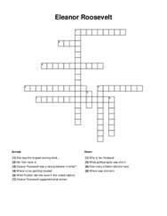Eleanor Roosevelt Crossword Puzzle