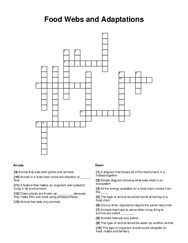 Food Webs and Adaptations Crossword Puzzle