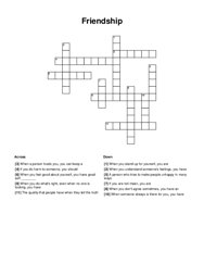 Friendship Crossword Puzzle