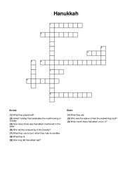 Hanukkah Crossword Puzzle
