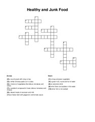 Healthy and Junk Food Crossword Puzzle