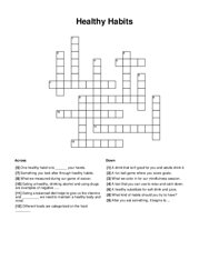 Healthy Habits Crossword Puzzle