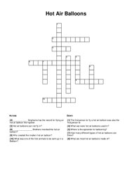 Hot Air Balloons Crossword Puzzle