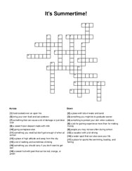 Its Summertime! Crossword Puzzle